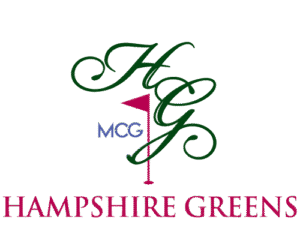 Logo for Hampshire Greens featuring stylized letters H, G, and MCG with a golf flag.