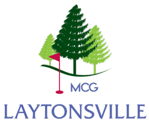 Logo featuring trees and a golf flag with the text 'LAYTONSVILLE' and 'MCG'.